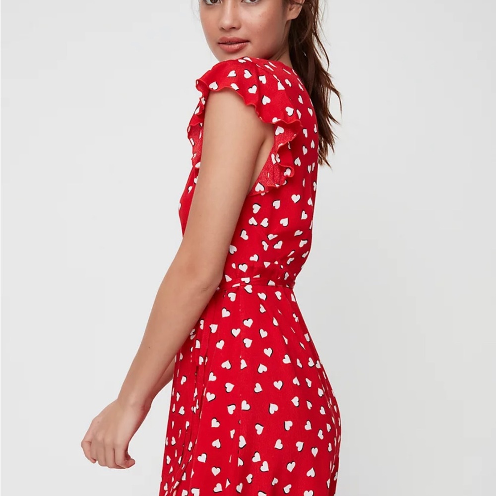 Aritzia Sunday Best, Sunday Wrap Dress, Ruffled Heart Print Dress - Size Small